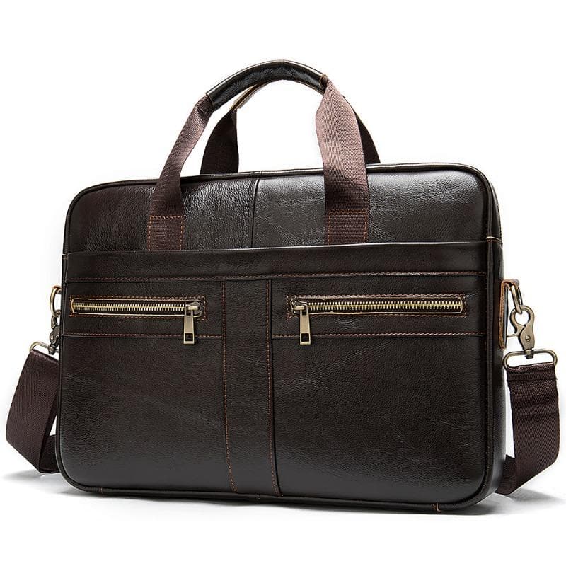 Men's Leather Briefcase Business Men's Top Layer Cowhide Portable Lawyer Computer Bag Men's Single Shoulder Crossbody Bag One Size