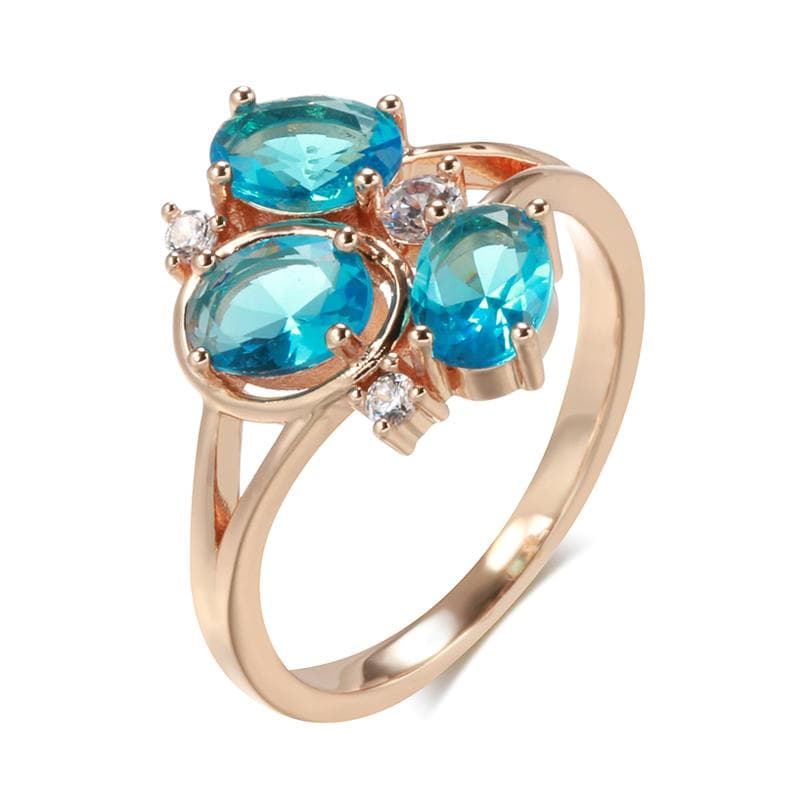 Kinel Blue Cubic Zircon Women's Ring Rose Gold Color Jewelry 9 rose gold