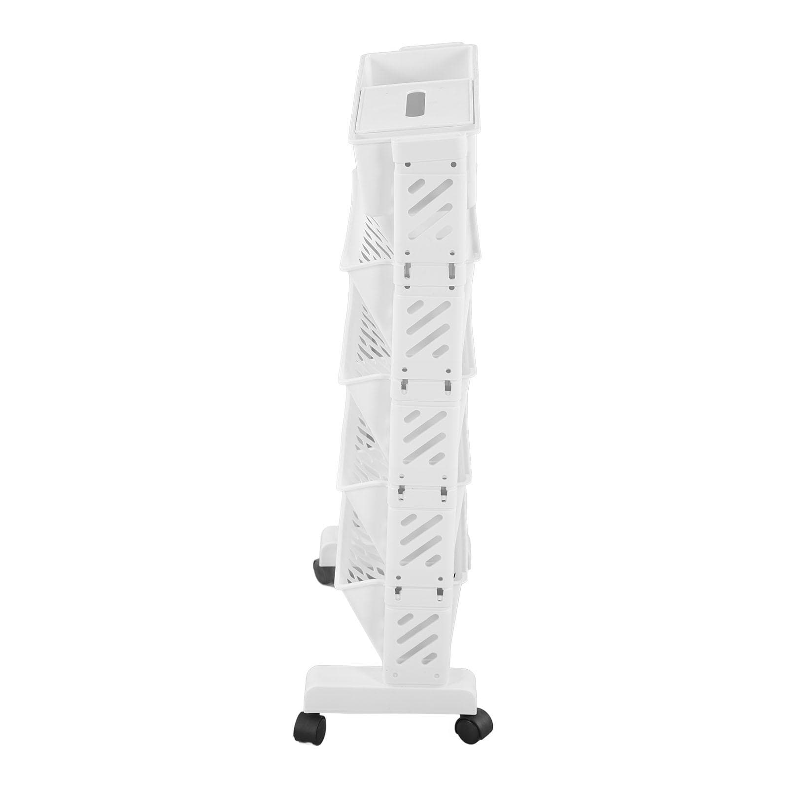 White Storage Organizer Shelf Removable Plastic Movable Bookshelf for Home Study Room 5 Layer