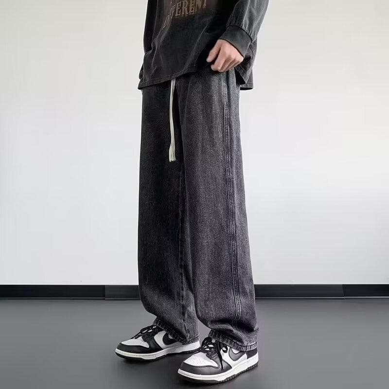 New Summer Men's Loose Casual Design Niche Straight Wide-leg Denim Trousers 5XL
