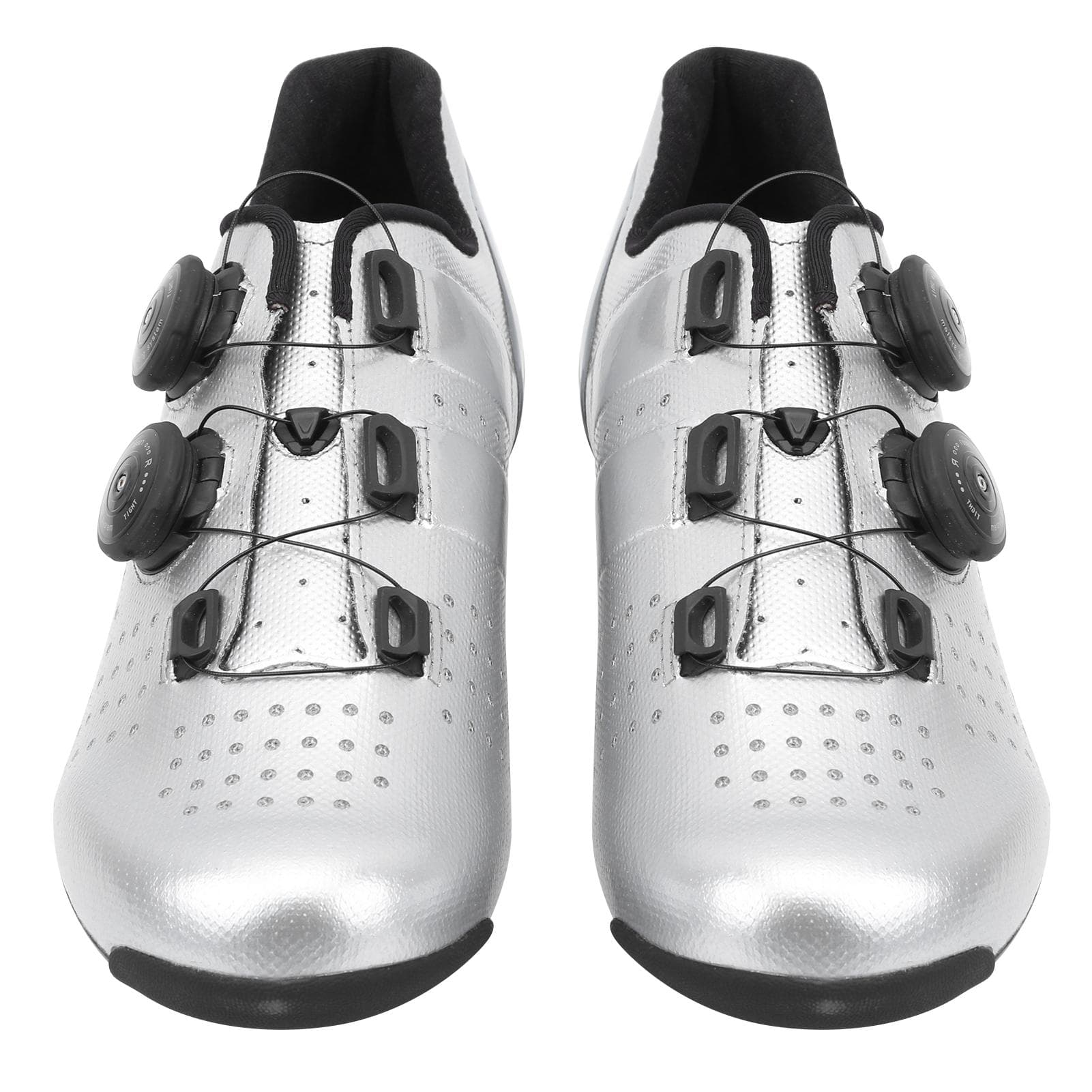 1Pair Outdoor Bike Cycling Shoes Electroplate Silver Vamp Bicycle Road Lock Shoes