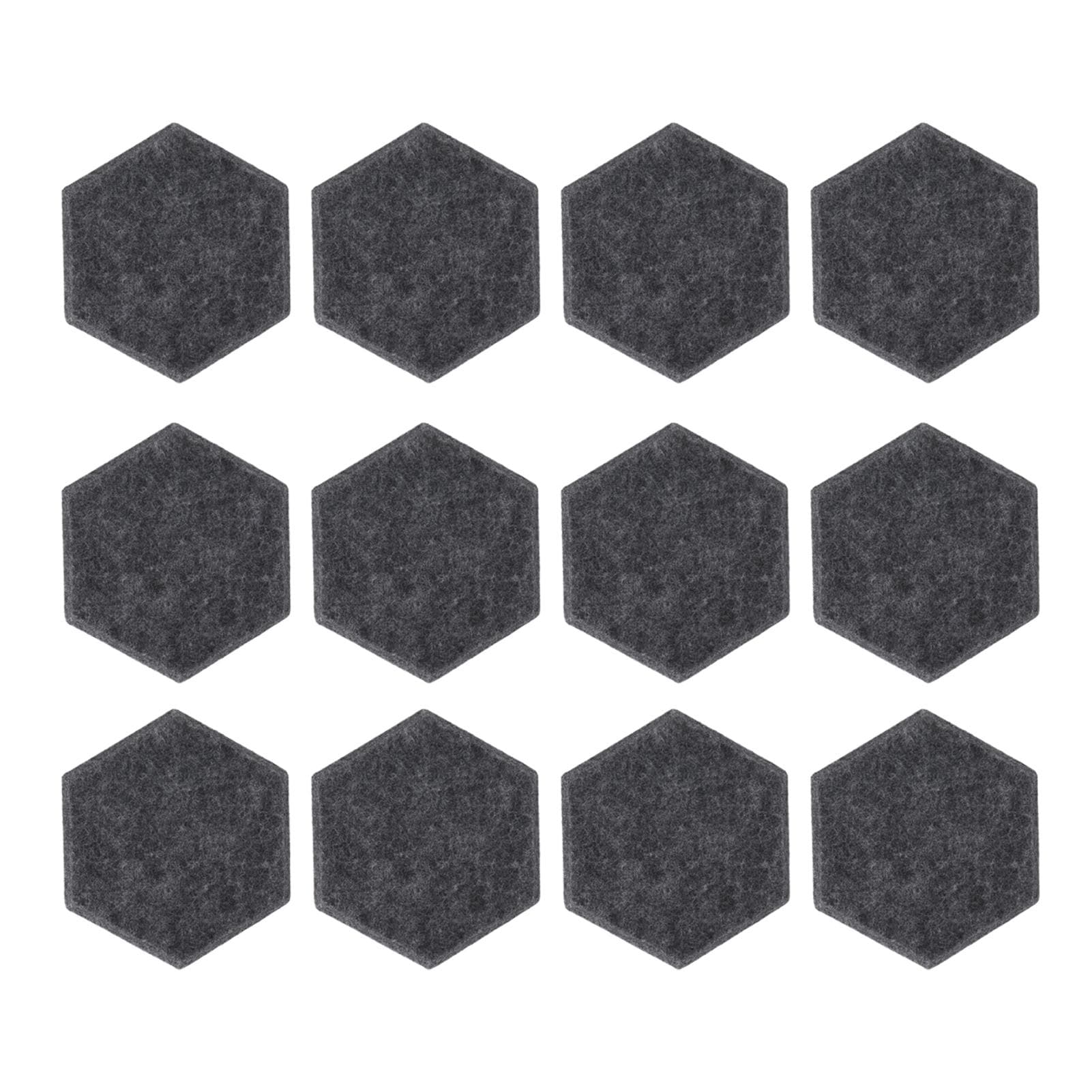 12PCS Hexagon Acoustic Panels High Density Sound Absorbing Panels Sound Proof Beveled Edge Wall dark gray