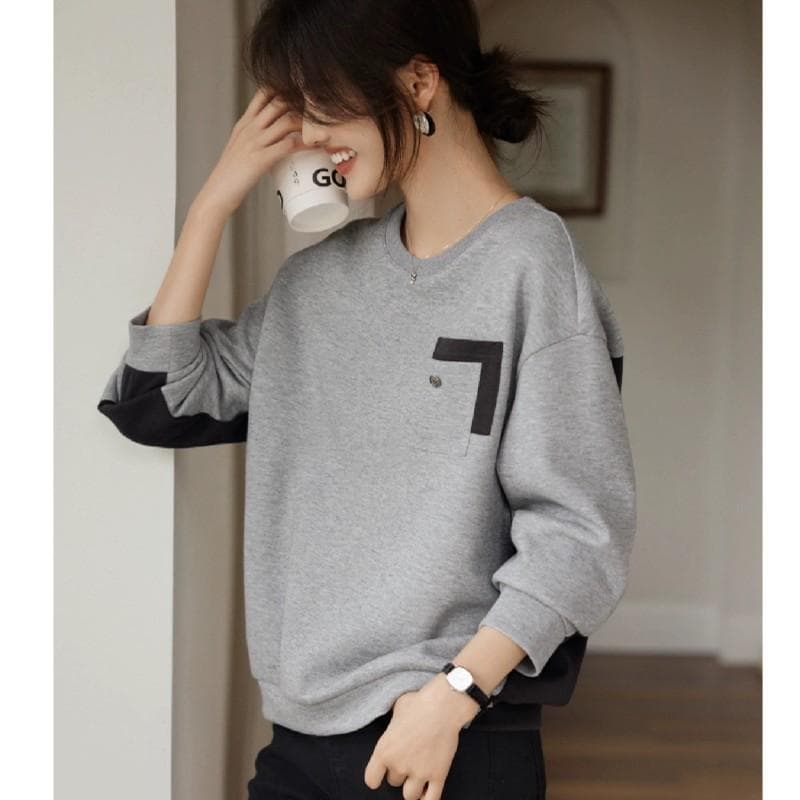 Light Casual Round Neck Sweatshirt for Women's Autumn New Loose Lazy Style Top 3XL