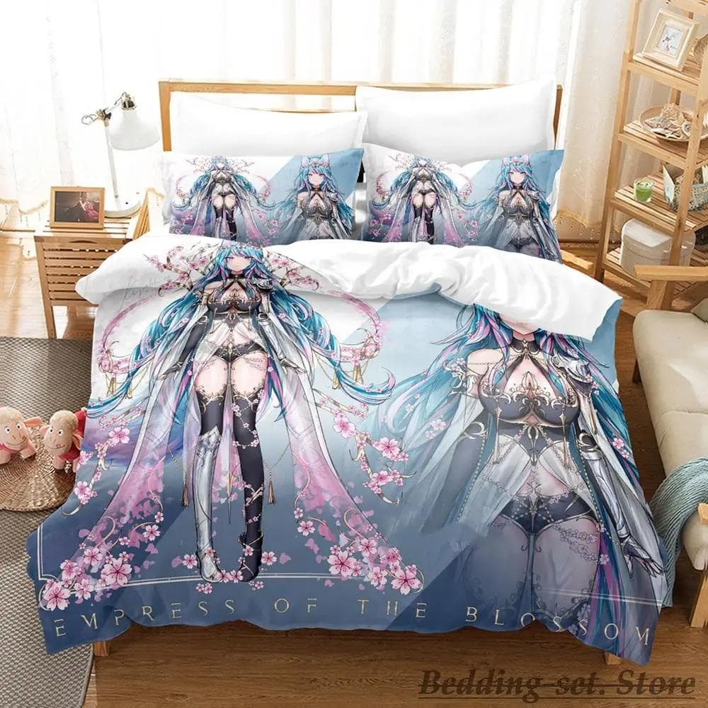 Sexy Girls Silvervale VTuber Bedding Set Single Twin Full Queen King Size Bed Set Adult Kid Bedroom Duvetcover Sets Anime 70x133cm 2pcs