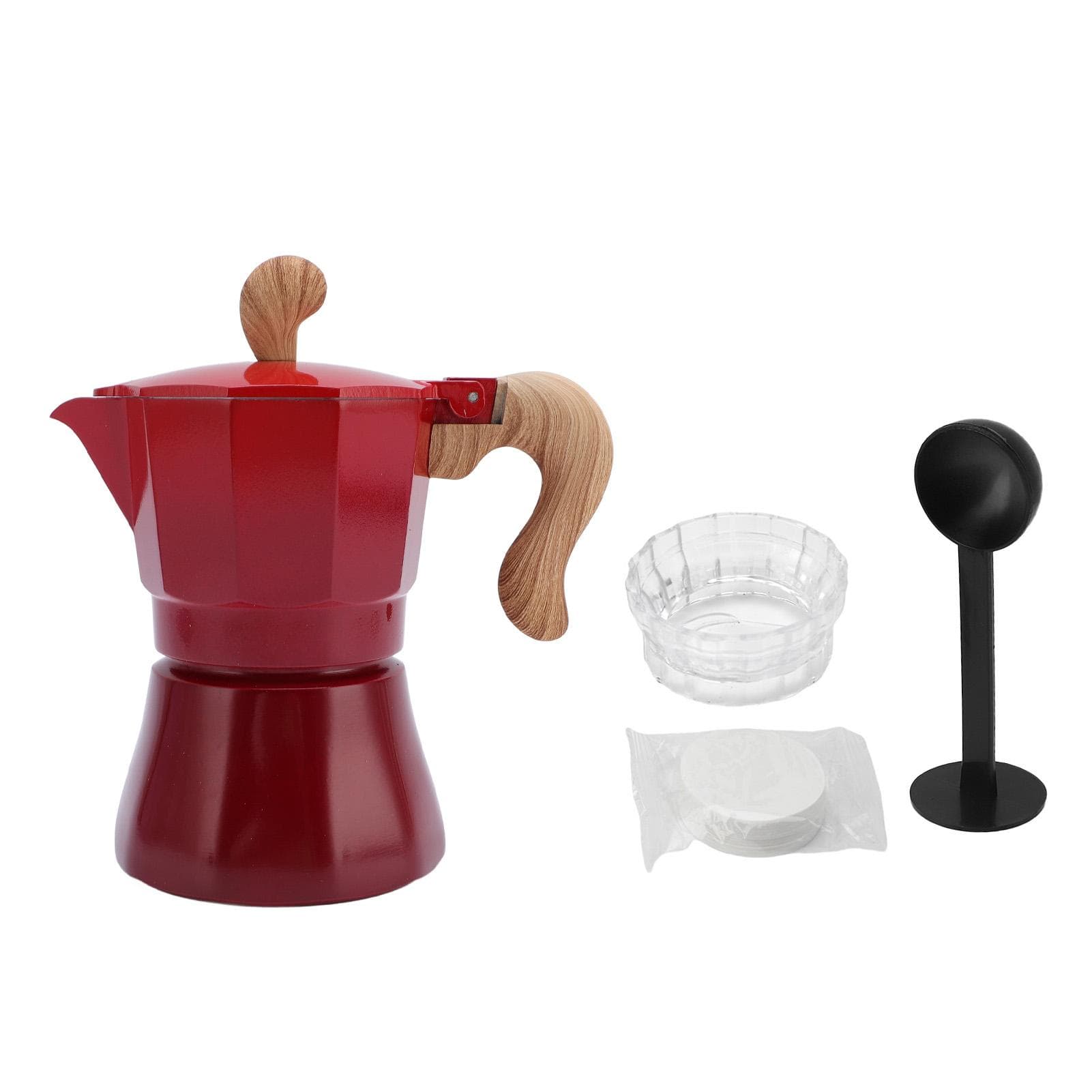 Italian Coffee Maker 150ml Single Valve Coffee Pot with Coffee Distributor Spoon Paper Filter 3
