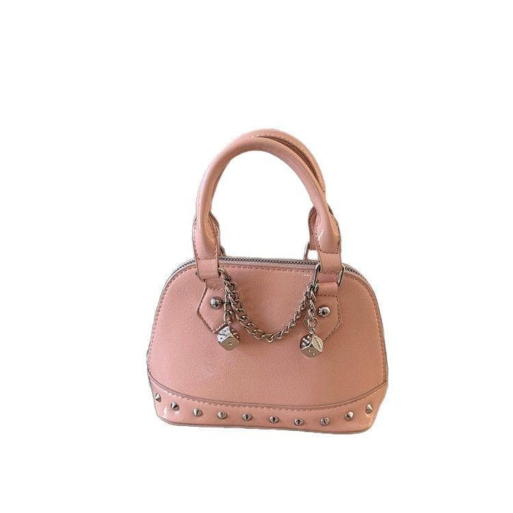 Niche Champagne Gold Thousand Gold Riveted Hand-held Shell Small Bag, Fashionable Single-shoulder Crossbody Bag for Women
