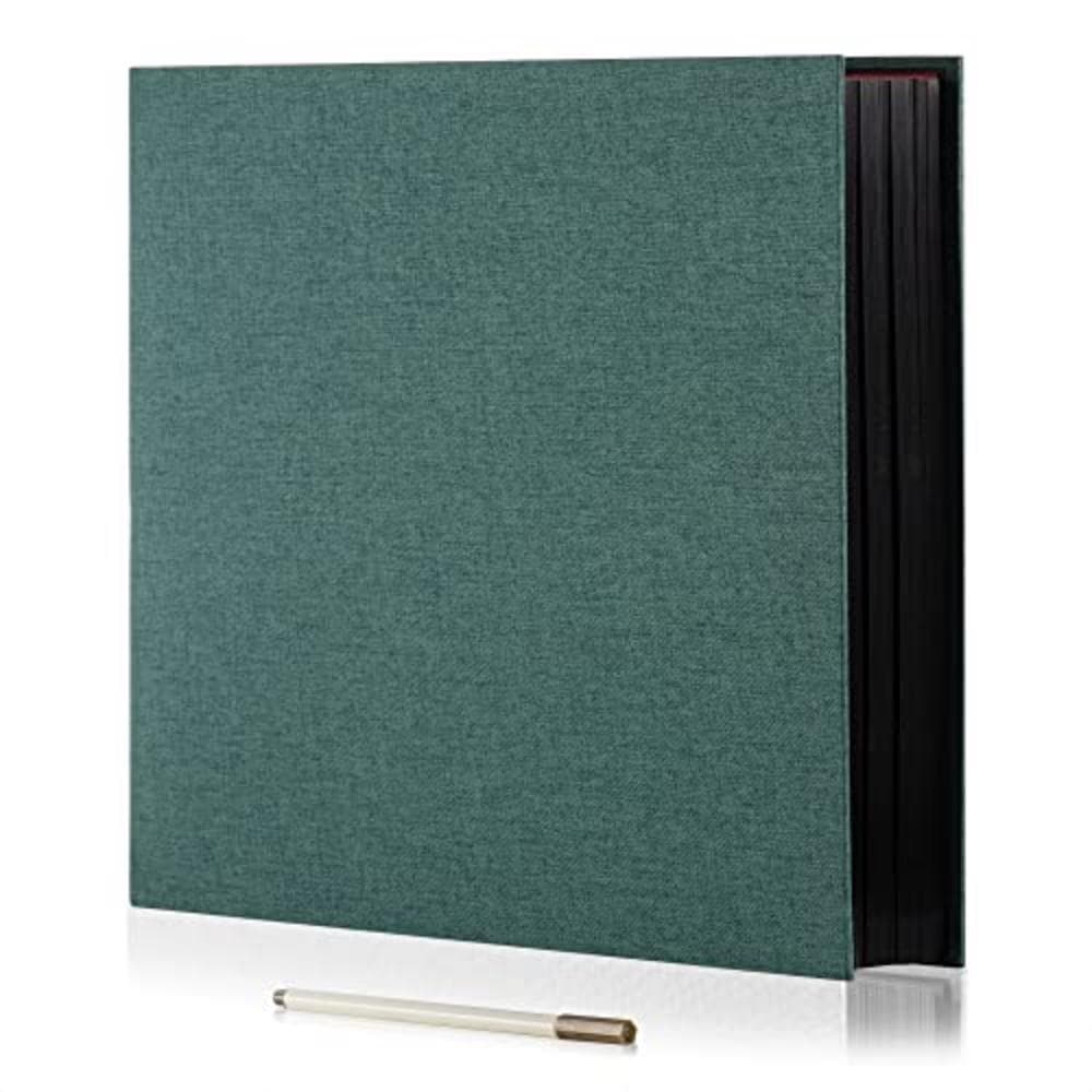Album Self-Adhesive Scrapbook Magnetic Album DIY Scrapbook 10.6x11 inches 20 sheets black sticky pages linen cover DIY Album 1 pcs/27*28CM green
