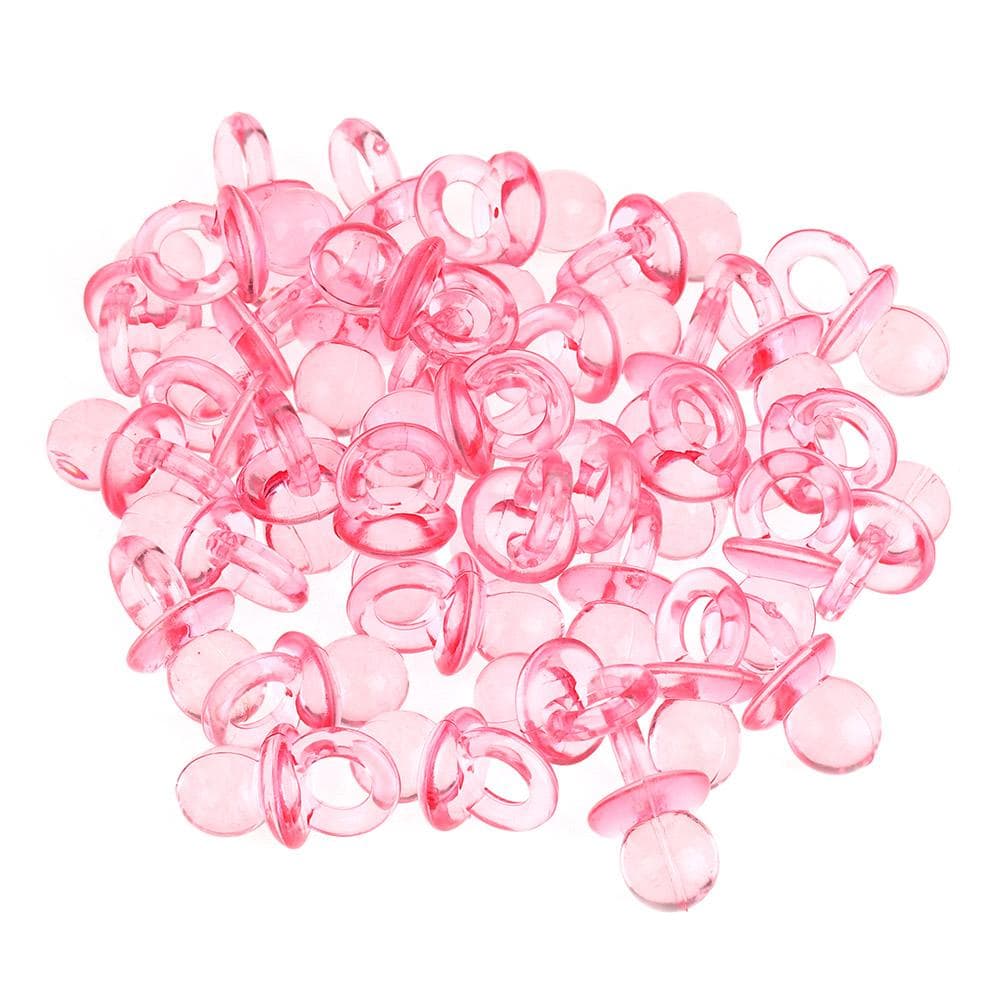 50pcs Acrylic Baby Pacifiers Baby Shower Decoration Table Scatter (Transparent Red)
