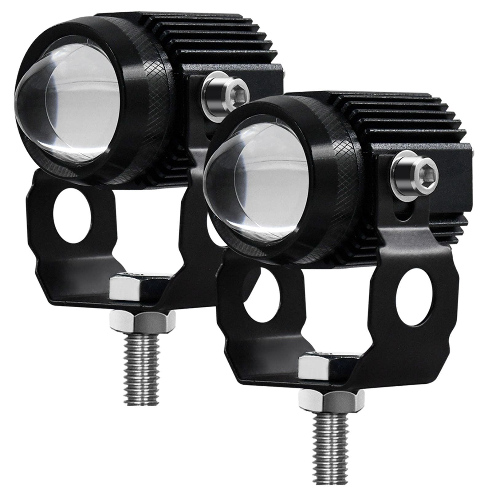 2Pcs Motorcycle LED Driving Light Fog Lamp Dual Color 6000K White 3000K Yellow 60W LED Spotlight 2Pcs black