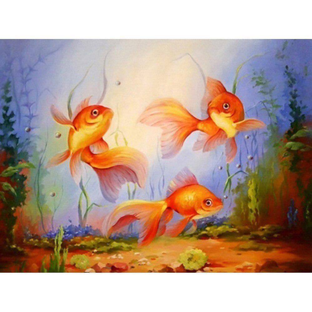 Diamond embroidery full round diamond Animals River goldfish diamond painting cross ctitch 20X30CM