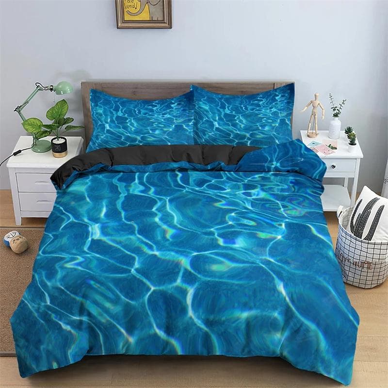 Beach Sea Wave Ocean Duvet Cover Sunset Hawaiian Palm Tree Wave Comforter Cover Tropical Island and Sea Beach Nature Theme Decor 260x220cm 3pcs