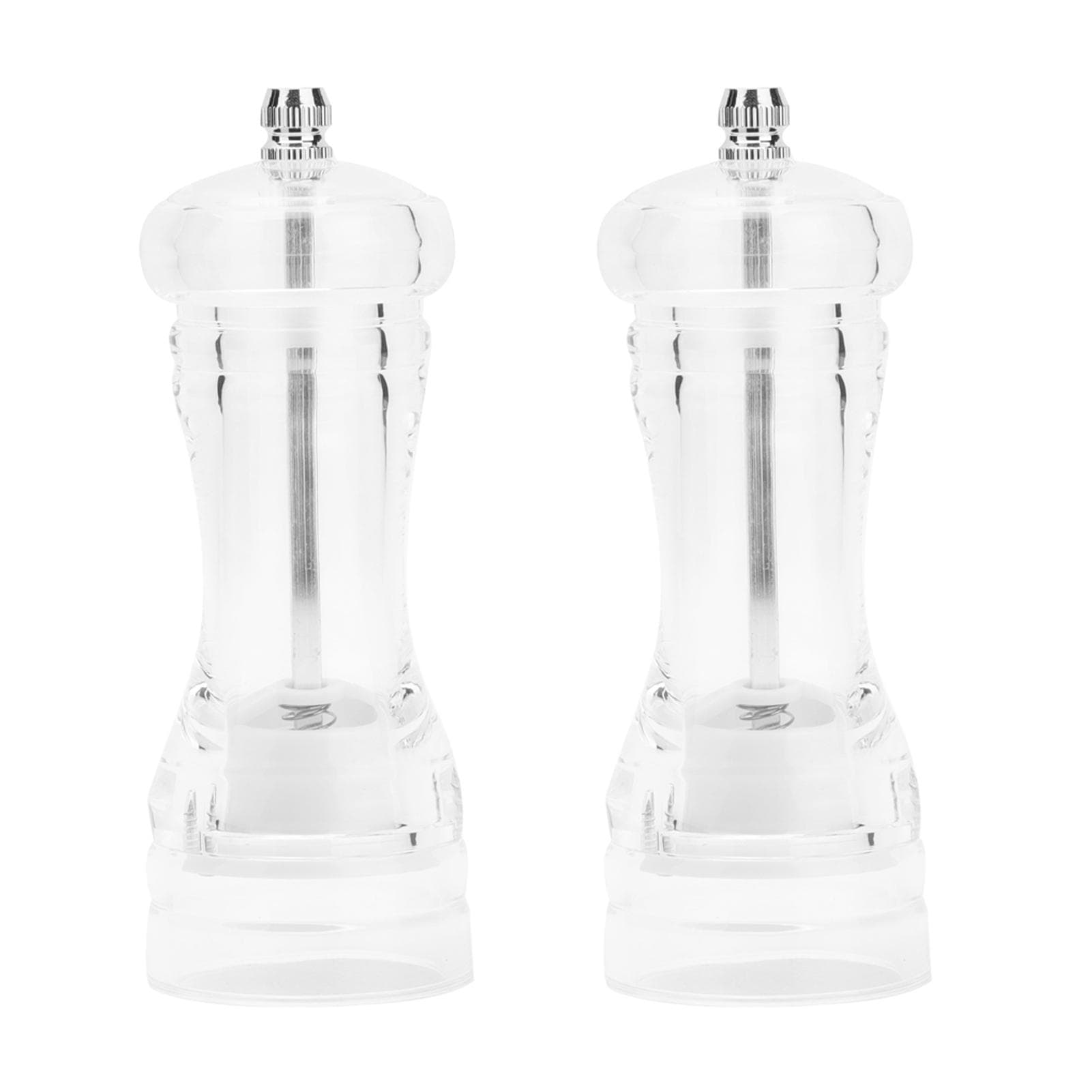 2Pcs Acrylic Manual Grinder Transparent Pepper Salt Mill Spice Jar Grinder Kitchen Grinding Tool6in L