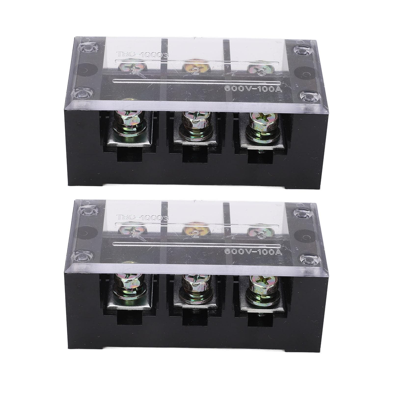 2pcs Terminal Strip 100A 600V TBC Fixed Type PC Iron Dual Row Screw Terminal Block for Distribution