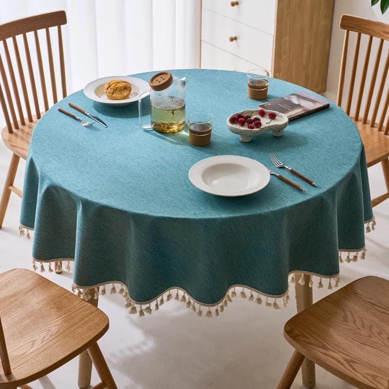 Modern Minimalist Solid Color Round Tablecloth Thickened Multi-color Hanging Ear Tablecloth Options Dust Anti Slip Table Cover 120cm round 1pcs