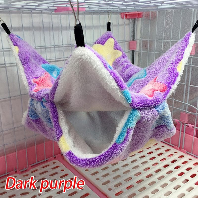 2 Size Ferret Rat Squirrel Hamster Hammock Nest Bed House Toys Hanging Cage Pet Cage Hammock Warm 34x34cm dark purple