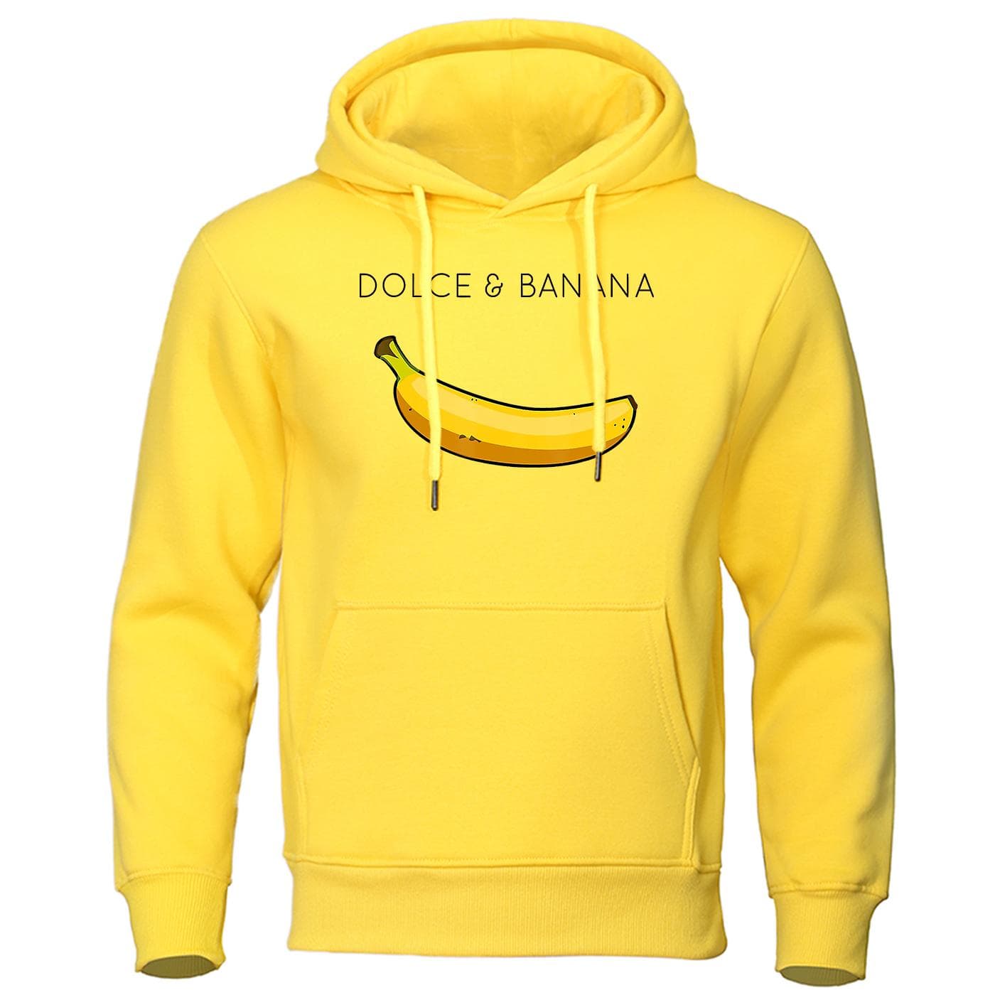 Dolce & Banana Cute Printed Men Hoodie Loose Casual Clothing Fashion Warm Fleece Hoodies Personality Street Hip Hop Sweatshirt M yellow