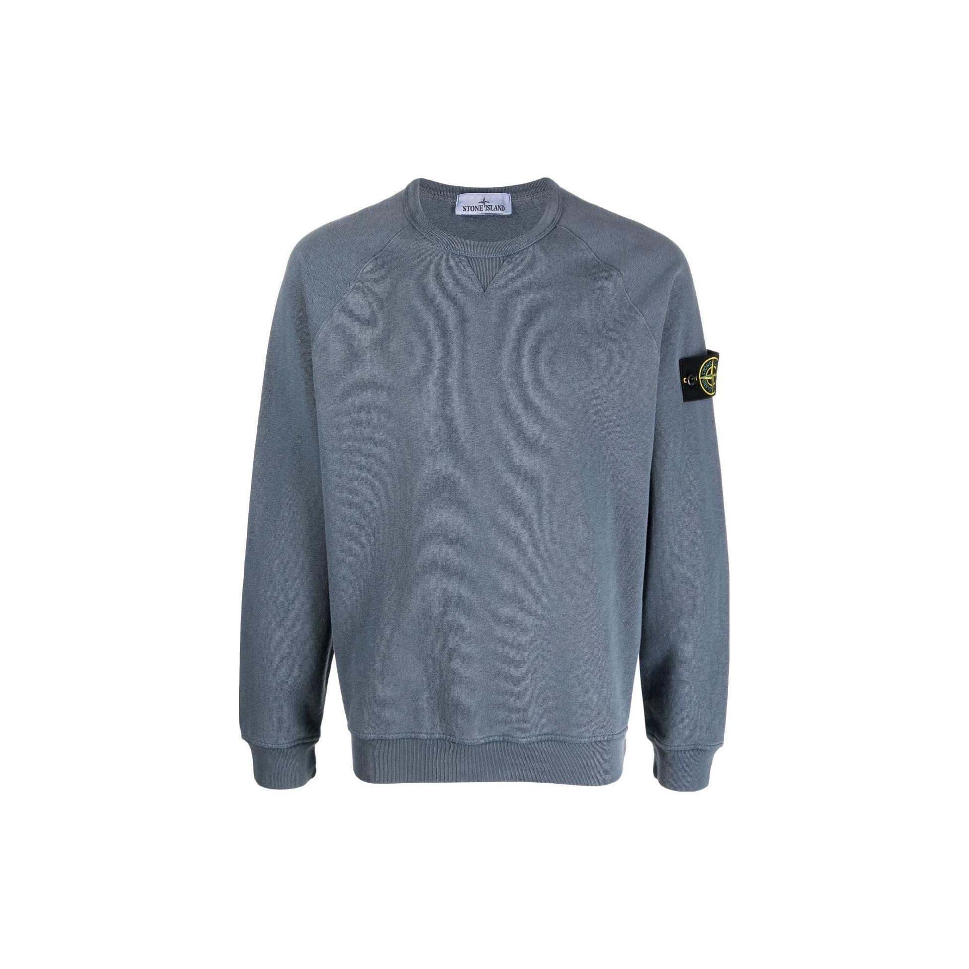 Stone Island Ss23 Solid Color Label Crewneck Sweatshirt Men Sweatshirt Blue Gray 781566360-V0124 XL