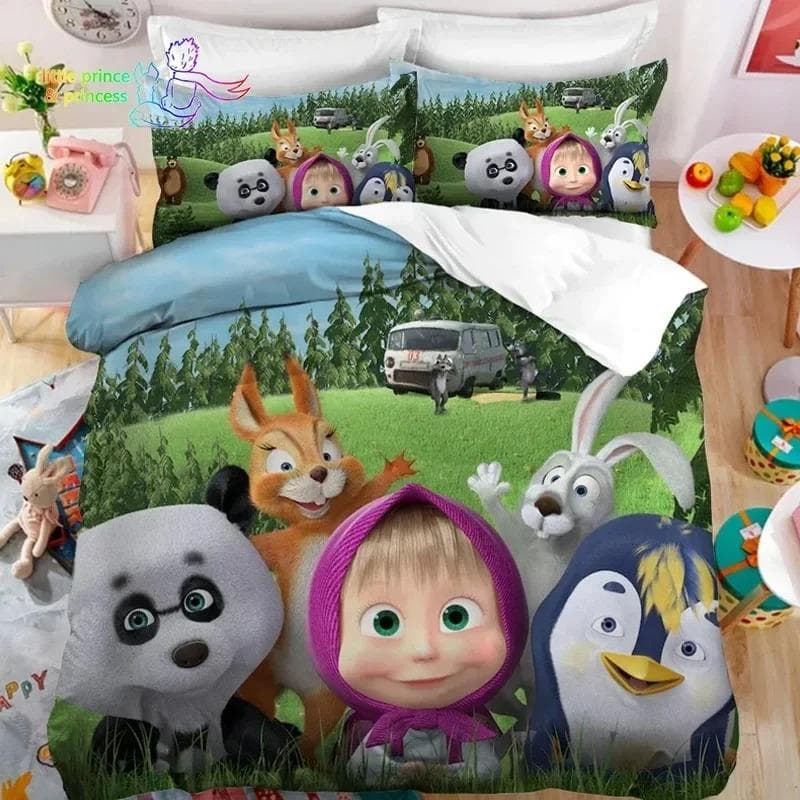 3D Print Anime bear Bedding Set,Duvet Cover Comforter Bed Set Quilt Cover Pillowcase,King Queen Twin Size Boys Girls Adultse 200x200cm 3pcs