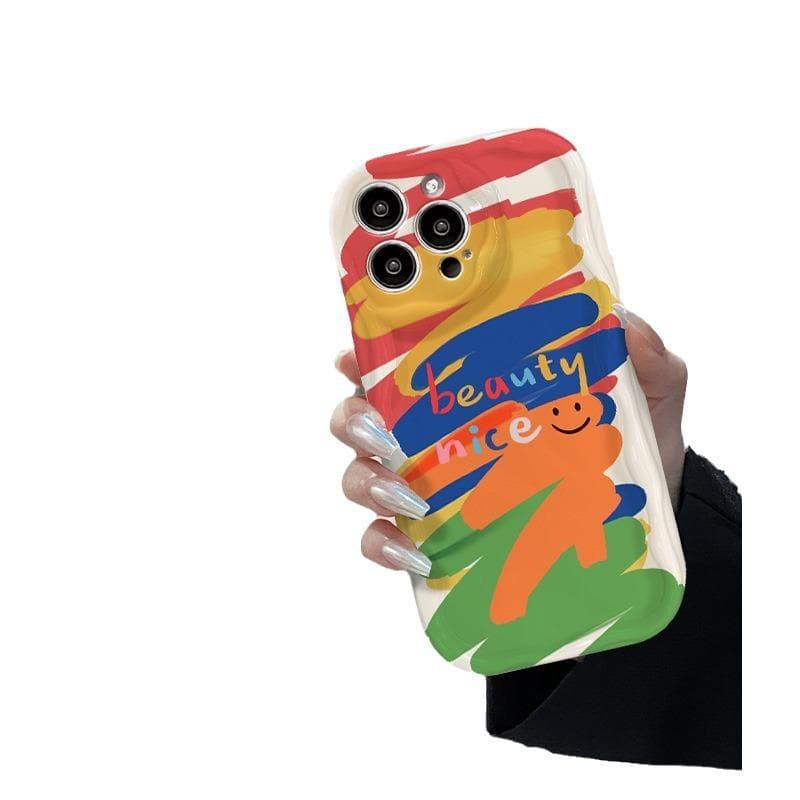 Applicable To Apple 15 Mobile Phone Case IPhone 14 Rainbow Oil Paint Stick Small Wallet 13 Silicone 12 Oblique Cross-chain Backpack iPhone 6s Plus