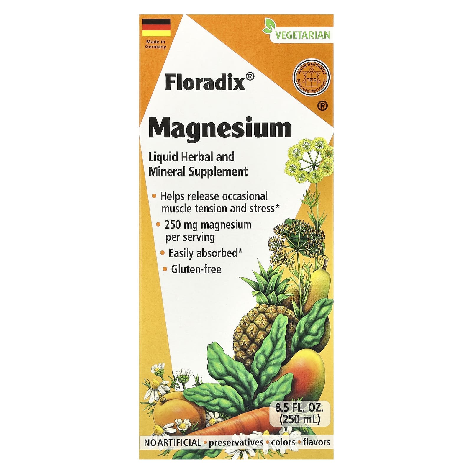 Floradix, Floradix, Magnesium, Liquid Herbal and Mineral Supplement, 250 mg, 8.5 fl oz (250 ml)