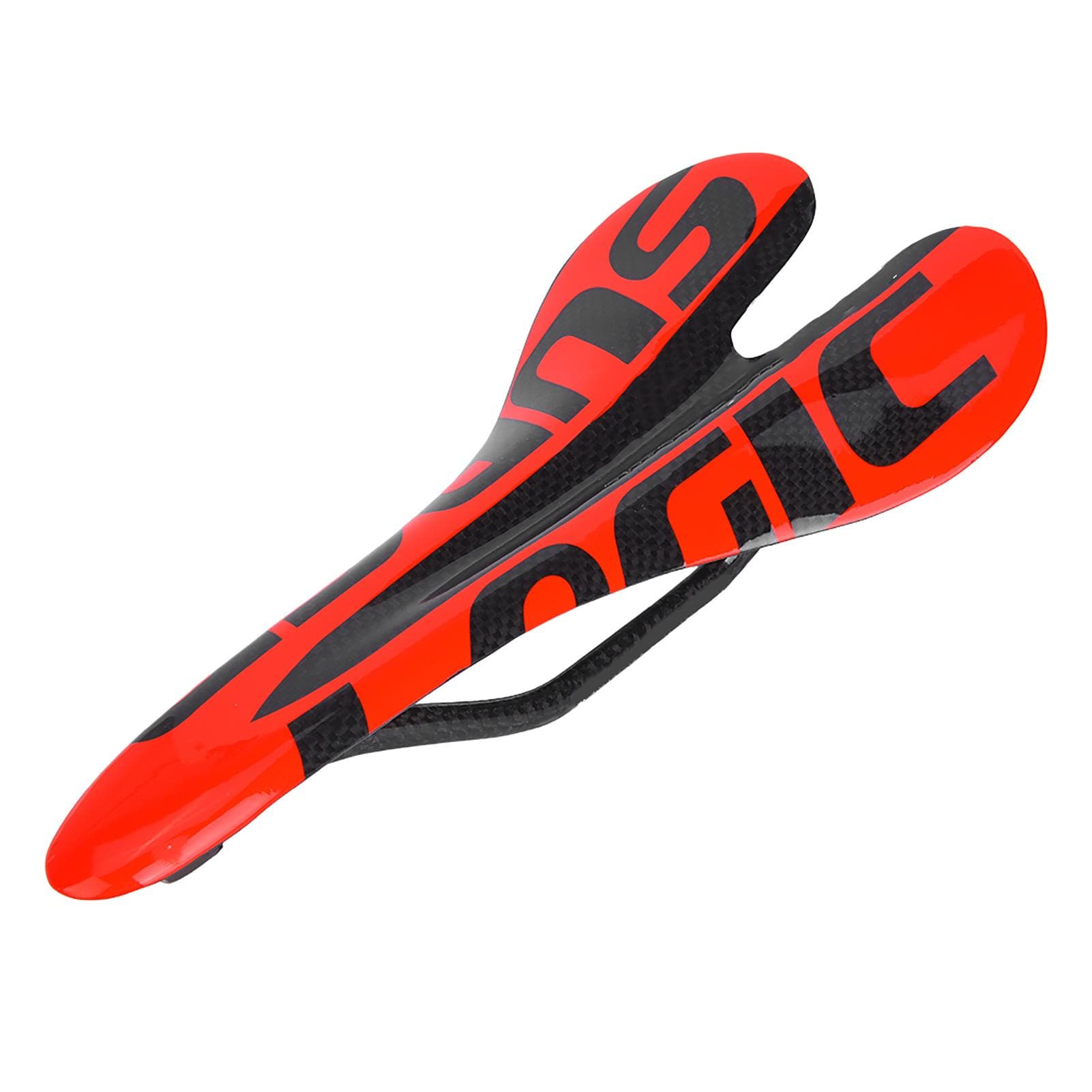 Full Carbon Fiber Glossy Red Ultralight Outdoor Road Mountain Bike Bicycle Hollow Cycling Saddle red