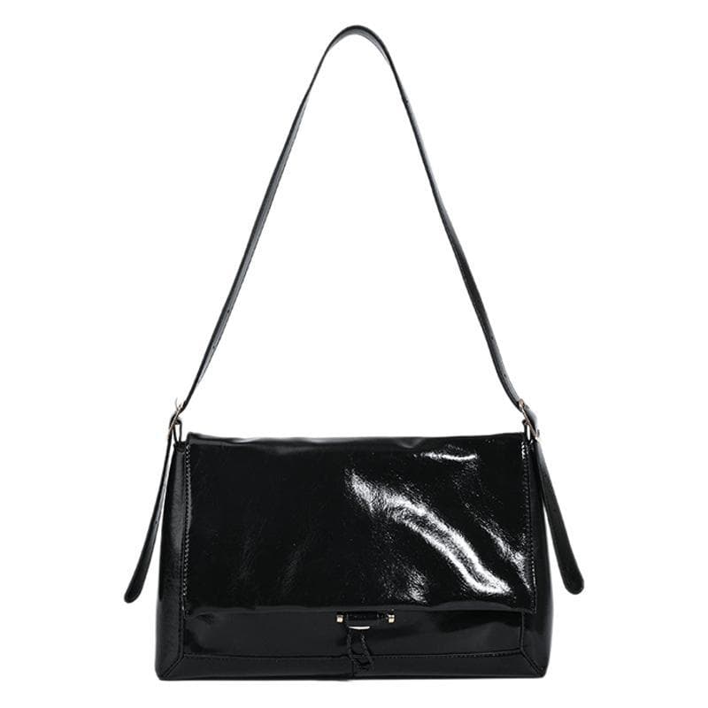 Soft Leather-textured Underarm Commuter Bag, Large-capacity Single-shoulder Messenger Bag black
