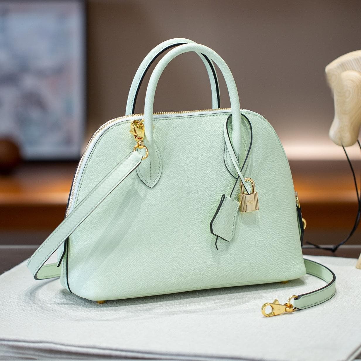 New genuine leather women's bag, top layer epsom palm print shell bag, hand bill and shoulder crossbody bag 25x9x18cm gold/green