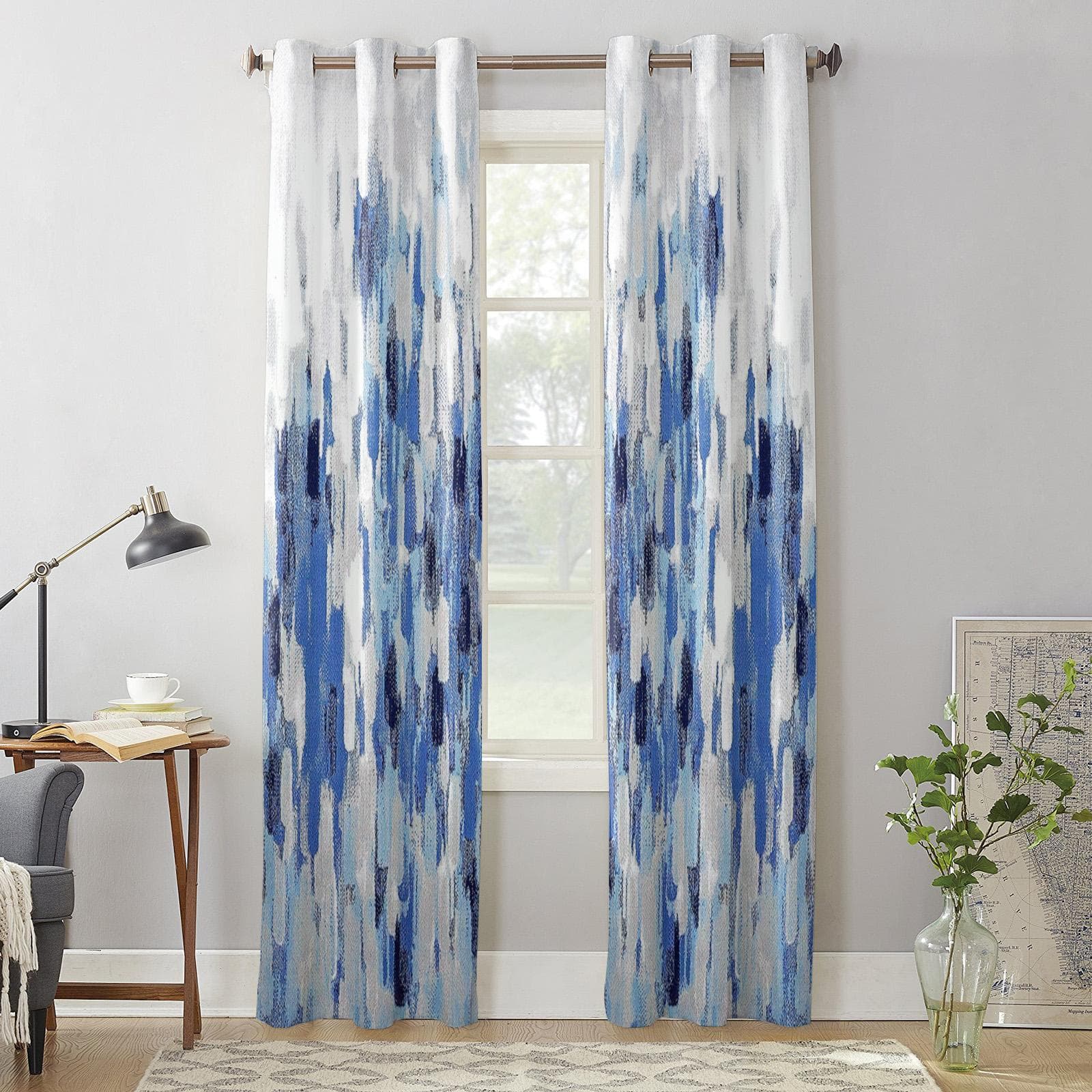 Brush Lines Curtains for Bedroom Living Room Window Curtain Treatments Blinds Kitchen Home Decor Drapes 135W x 60H(cm) x1