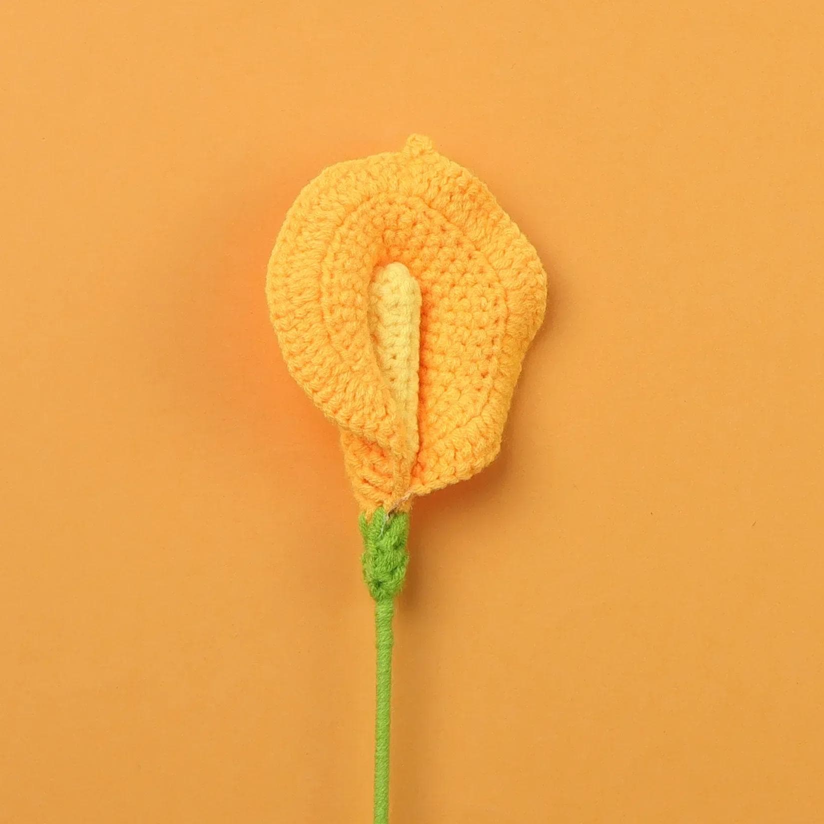 1PC Cartificial Calla Knitted Flowers Crochet Calla Lily Bouquet Creative Artificial Flowers Plants Party Home Decor Gift orange