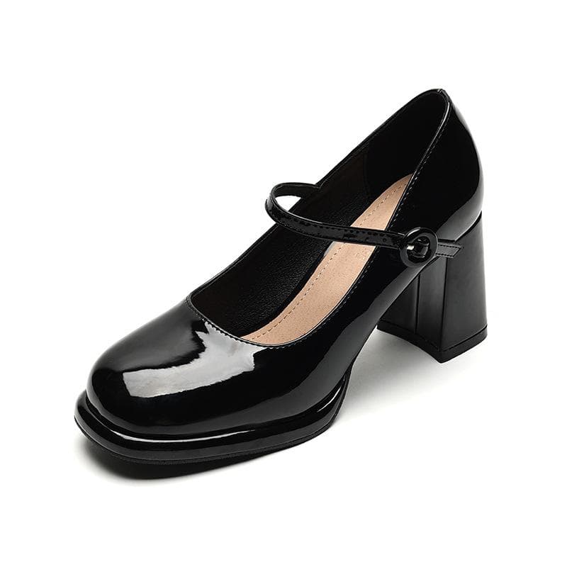 Women's Mary Jane Pumps Low Heel Dress Shoes for Women Square Closed Toe Chunky Block Heels Mary Jane Shoes With Ankle Strap Work Shoes for Wedding 39 black
