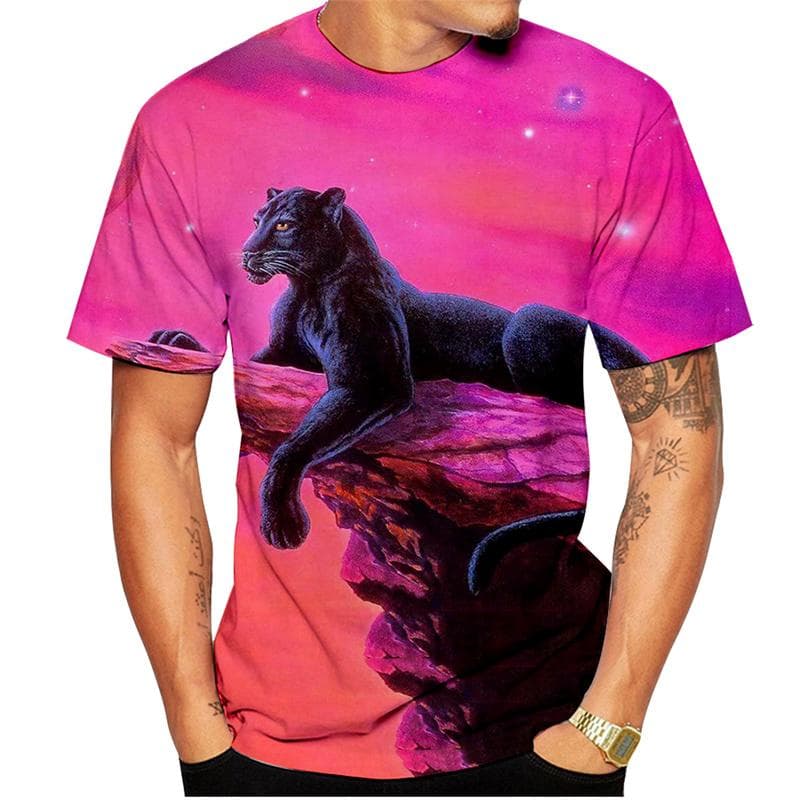 Summer New Panther Print T-shirt Men's Women's Animal Pattern Short Sleeve Casual Street Men's Tops O-Neck Quick Drying T-shirts XL