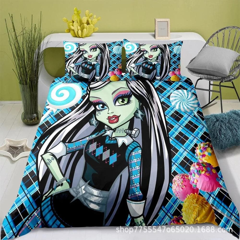 3D Printed Monster High Bedding Set Duvet Cover Bedroom Comforter Covers Single Twin King Size Quilt Cover Home Textile 2/3PCS 175X220cm-3pcs