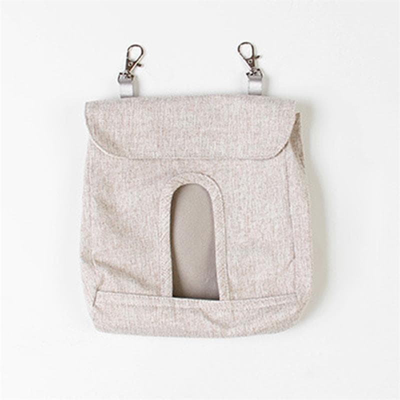Hanging Pouch Feeder Hay Bag Holder Feeding Dispenser Container for Rabbit Guinea Pig Small Animals Pet M grey