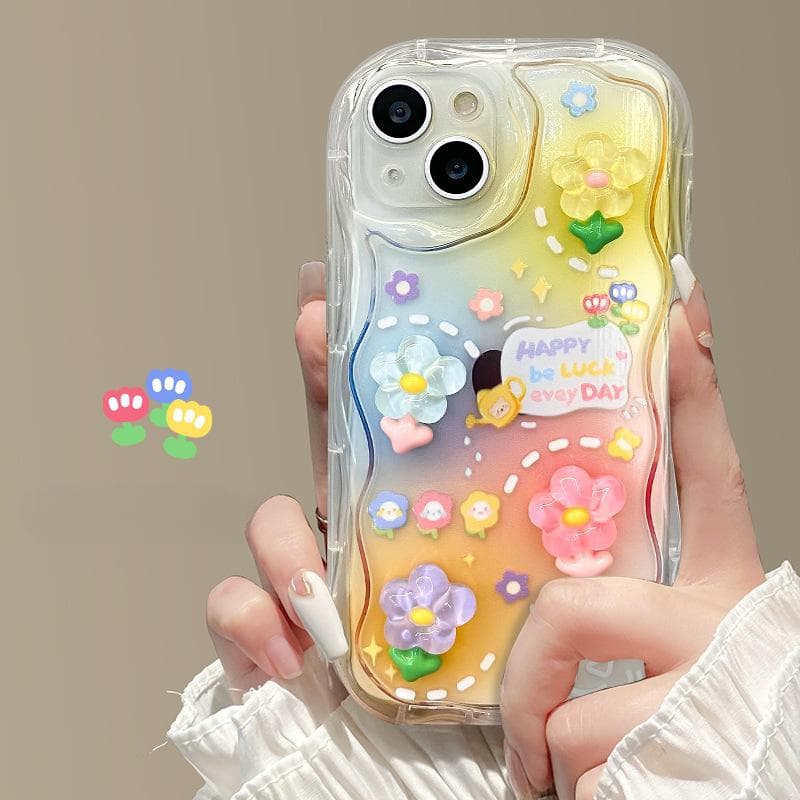 Applicable To Apple 14promax Mobile Phone Case IPhone 13/15 Three-dimensional Flower Chain 12mini Transparent Silicone iPhone 6s Plus