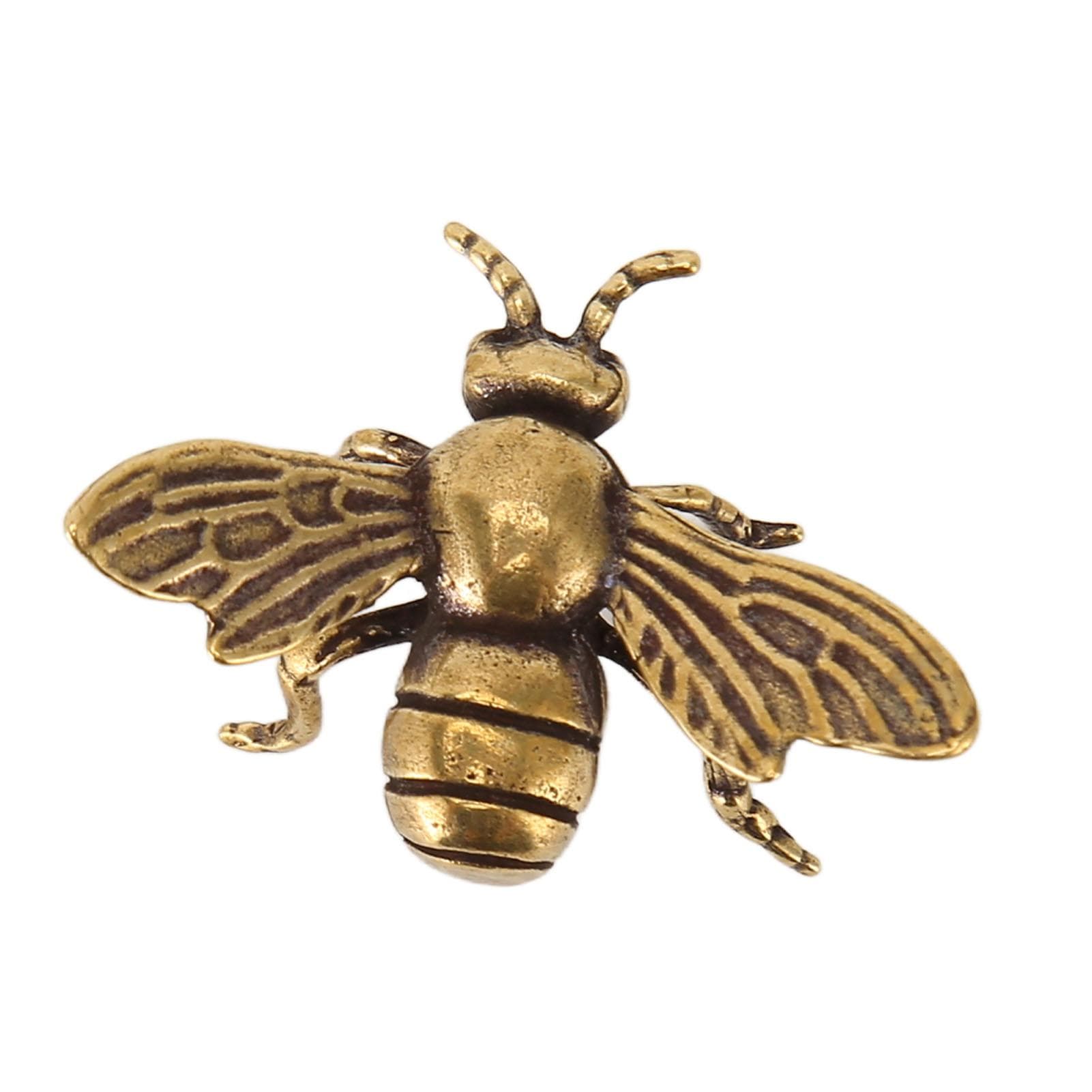 Copper Bee Figurine Antique Decorative Small Animal Ornament Metal Bee Statue for Office Study