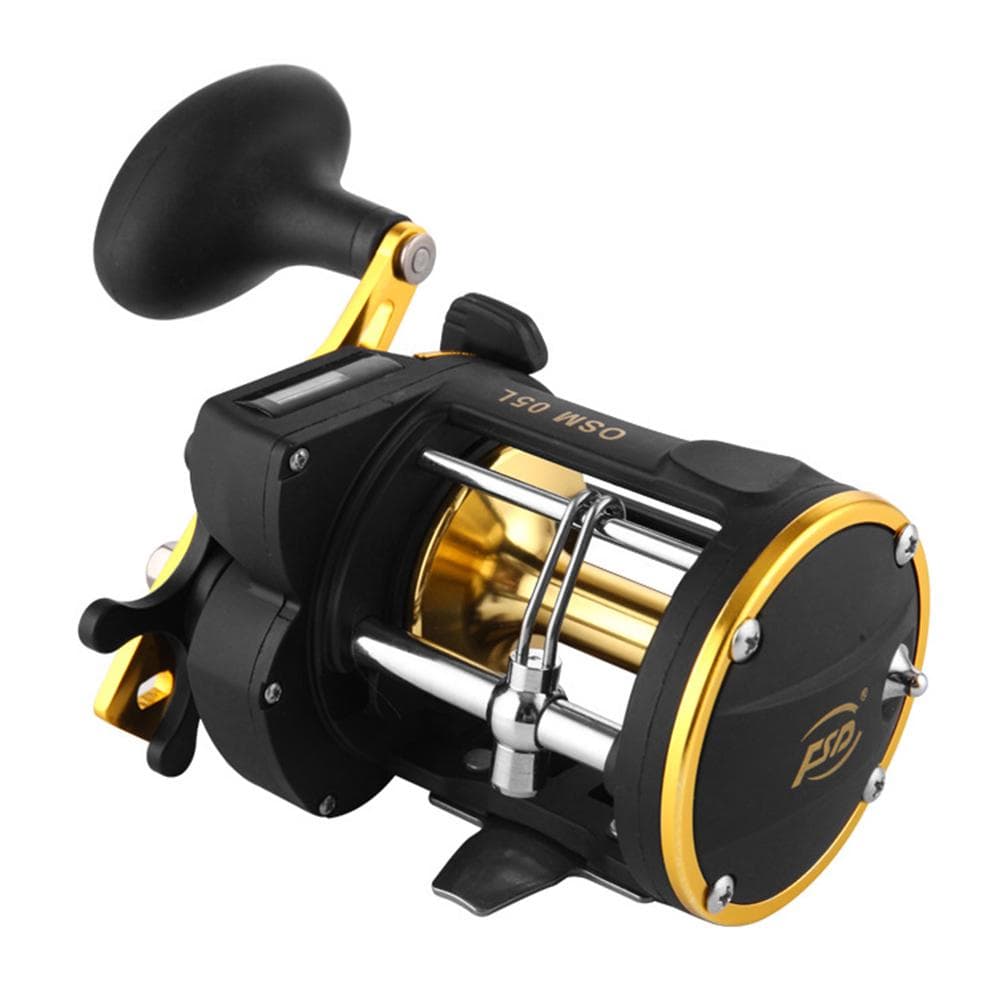 Full Metal Trolling Fishing Reels Right Hand Drum Wheel Boat Sea Fishing Reel black