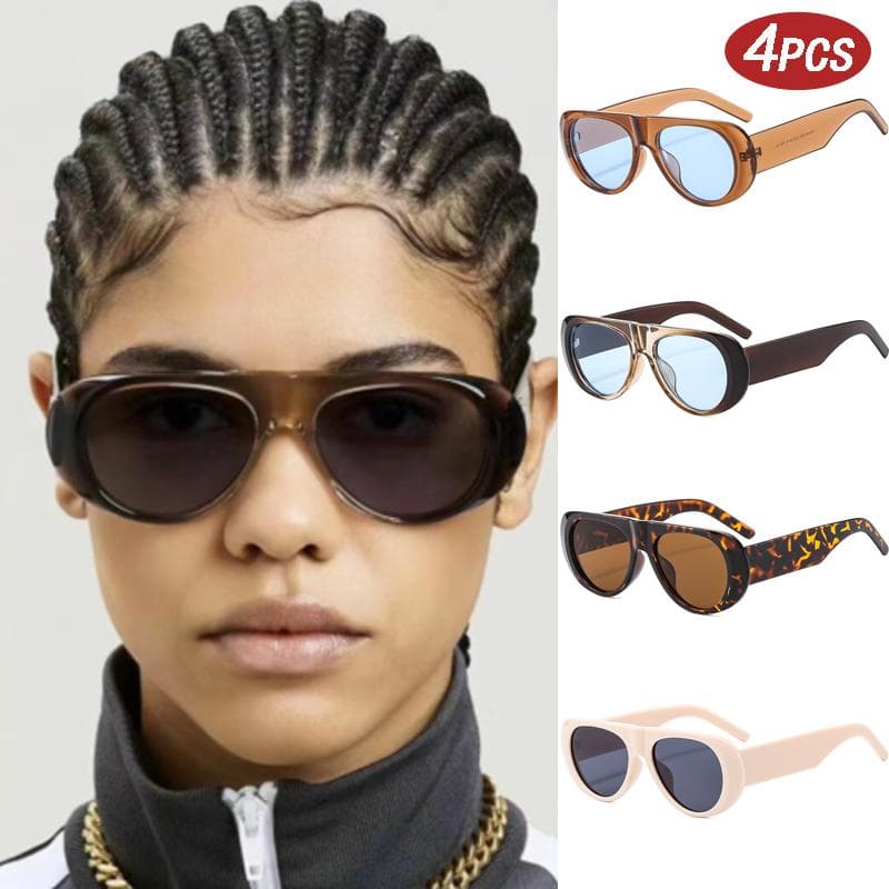 1/4set Fashion Big Frame Women Square Sunglasses Black Round Cool Men UV400 Designer Pilot Sun Glasses