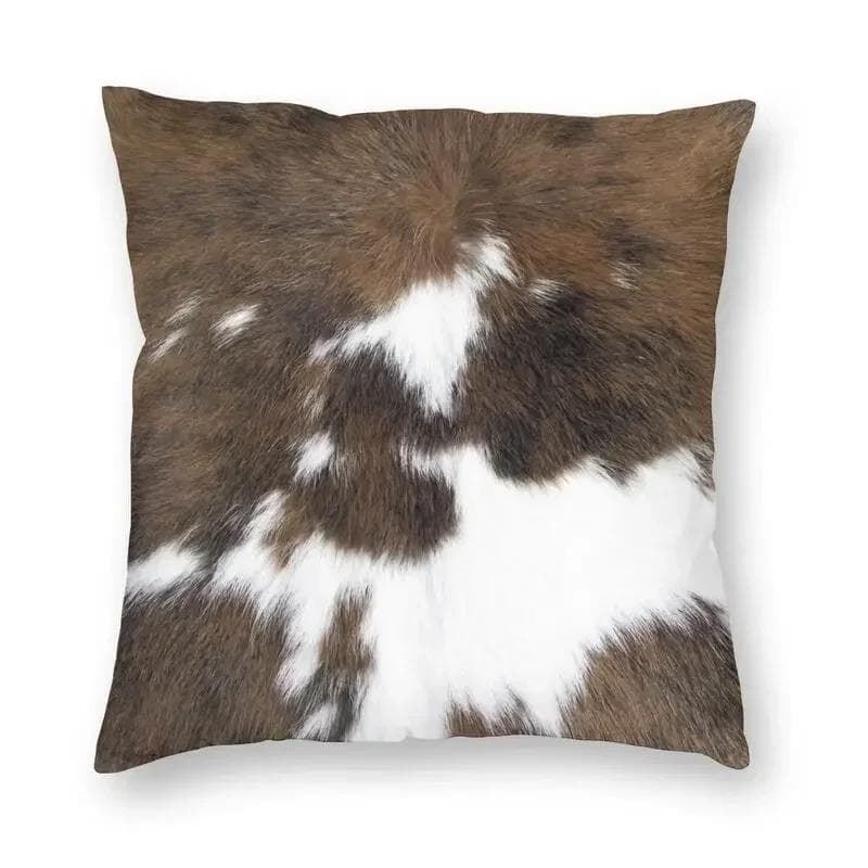 Faux Fur Modern Cowhide Texture Pillowcover Decoration Animal Hide Pattern Skin Leather Cushion Cover Throw Pillow Printing 30x30cm ivory