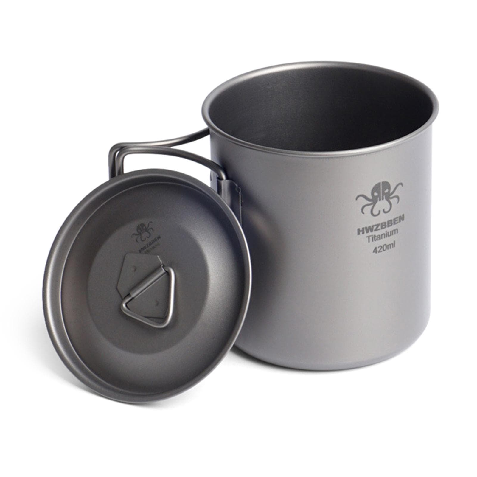 Titanium Cup with Foldable Handles Lightweight Water Cup for Backpacking Camping Fishing 420ml
