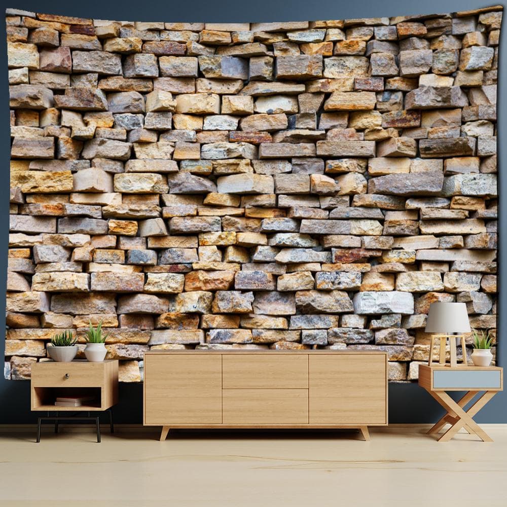 3D Printing Colorful Stone Wood Tapestry Wall Hanging Tapiz Hippie Psychedelic Background Wall Decor Cloth 95x70cm
