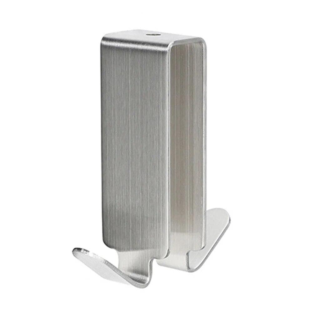 Stainless Steel Double Side Hooks Bathroom Shower Door Hook Over Glass Door Shower Towel Rack For Glass Wall Or Glass Door silver