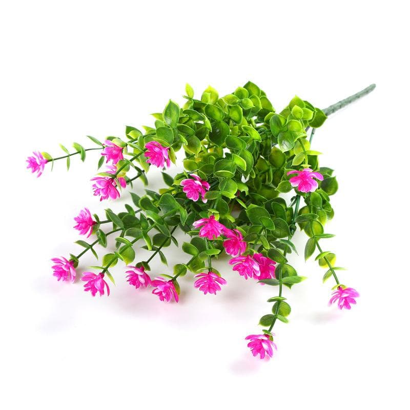 Artificial Eucalyptus Flowers Outdoor Fake Boxwood Plants Shrubs Flowers for Decoration No Fade Faux Plastic Plants rose red