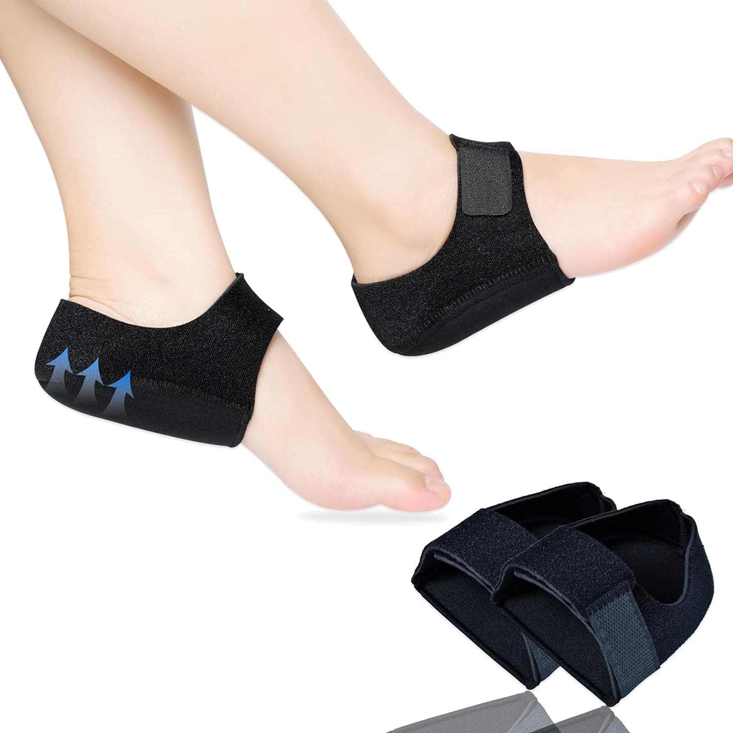 Heel Protectors, Heel Cups, Gel Heel Cushion Support for Plantar Fasciitis, Heel Pain, Achilles Tendinitis, Dry Cracked Heels, Heel Pads black