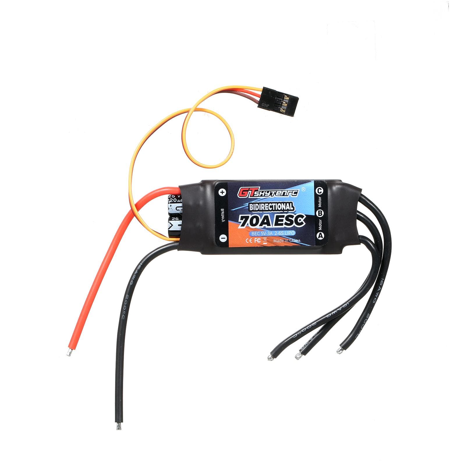 GTSKYTENRC Bidirectional 70A Brushless ESC for Remote Control Car/Boat/ Remote Control Ship 70A black