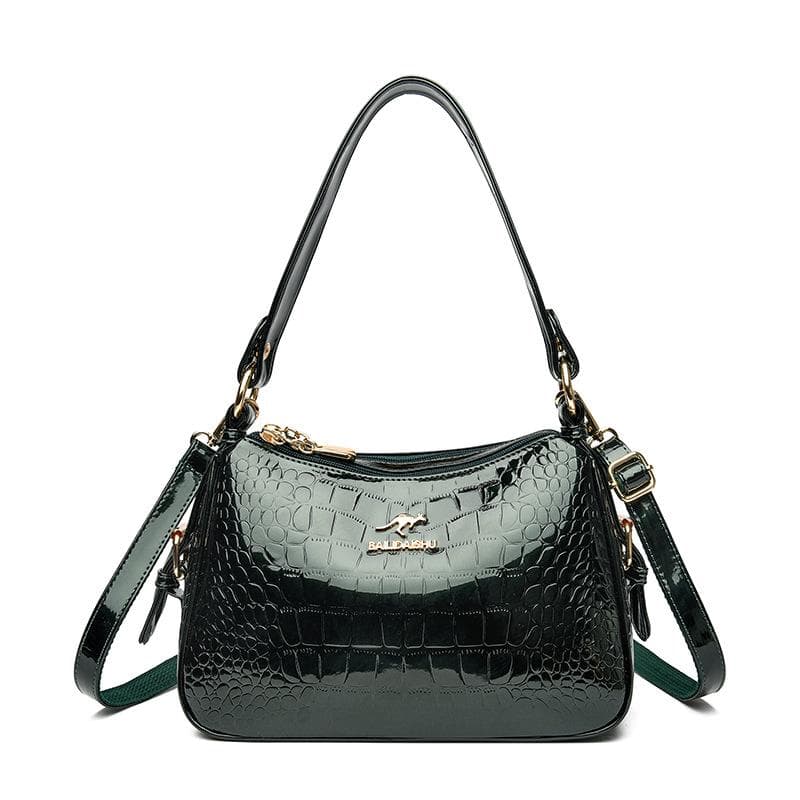 Large-capacity Patent Leather Small Square Bag Women's Quality Crossbody Single-shoulder Tote Bag green