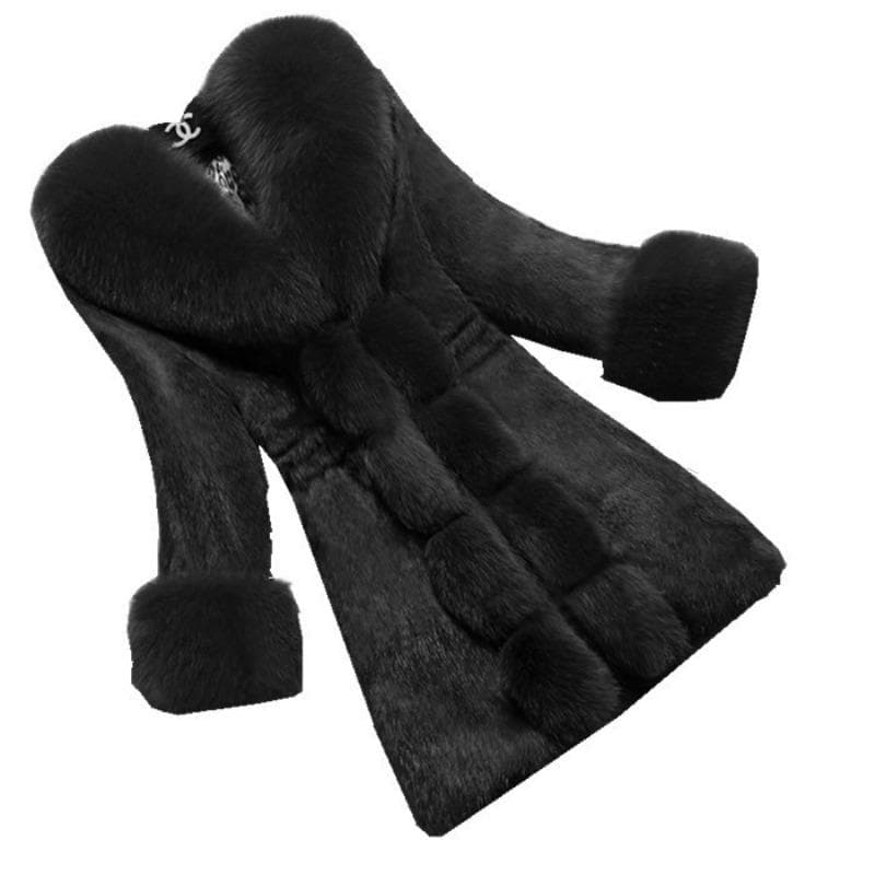 Autumn and Winter Fur Women's Medium and Long Fur Collar Korean Version Fur Coat 4XL
