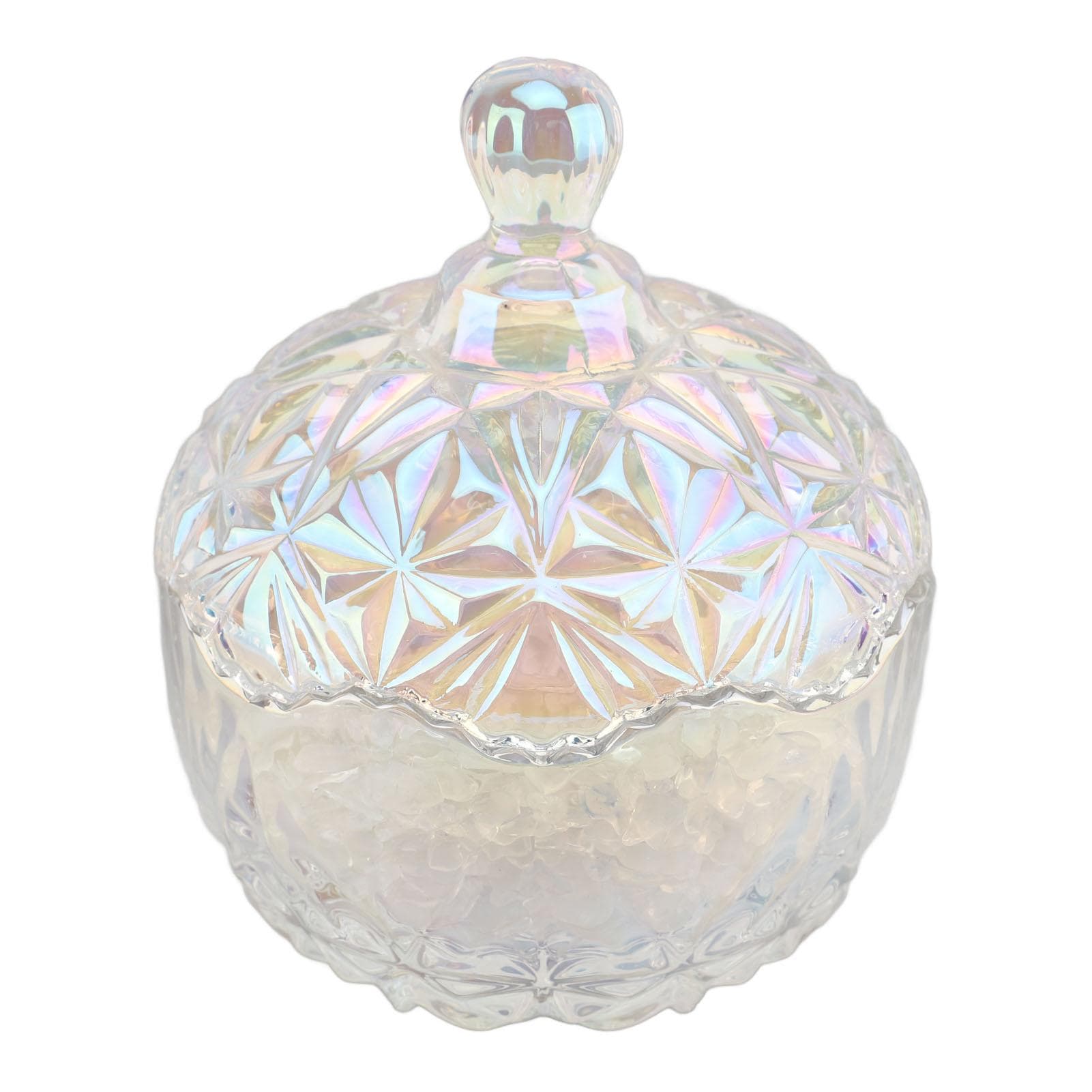 Crystal Glass Jar 400g White Crystal Degaussing Bowl Elegant Exquisite Candy Jewelry Container with