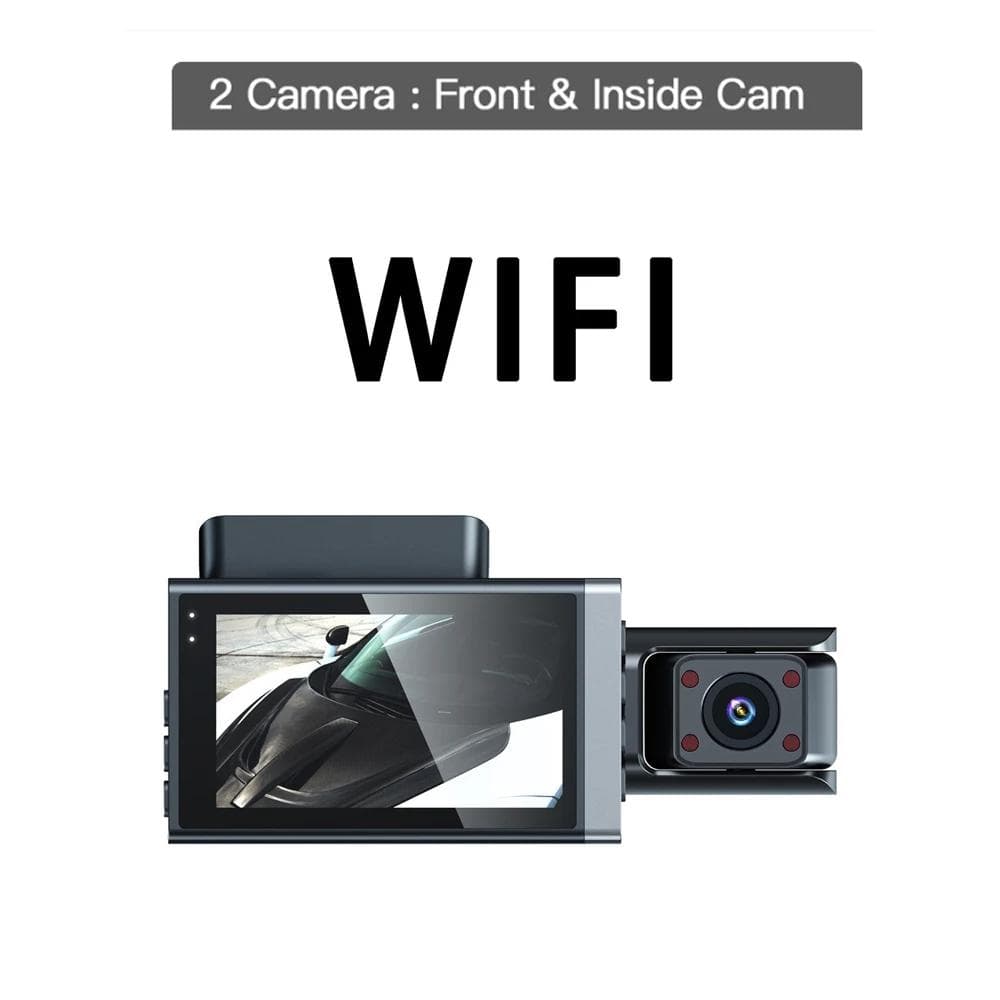 4K Dashcam 3 Channel Car DVR Front and Rear View Camera WIFI Video Recorder Parking Monitor Black Box Night Version Dash Cam for Cars 2 lens+WiFi