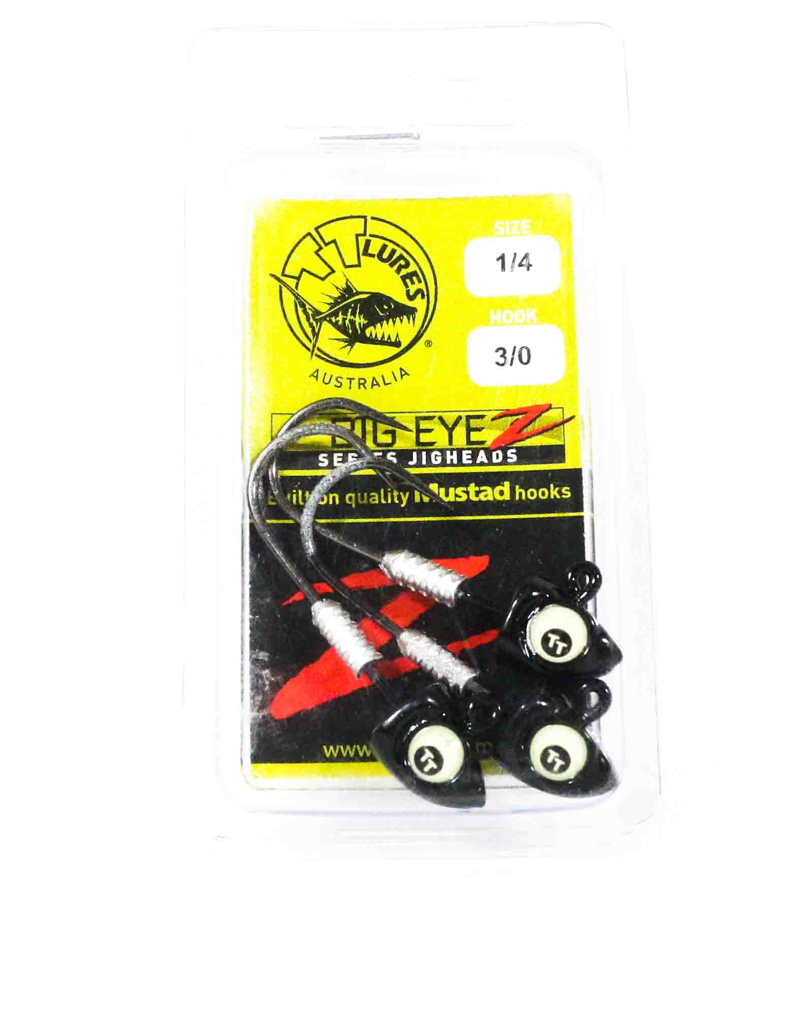 Tackle Tactics TT Big EyeZ Jig Head 1/4 oz 3/0 Black Glow EyeZ (5000)