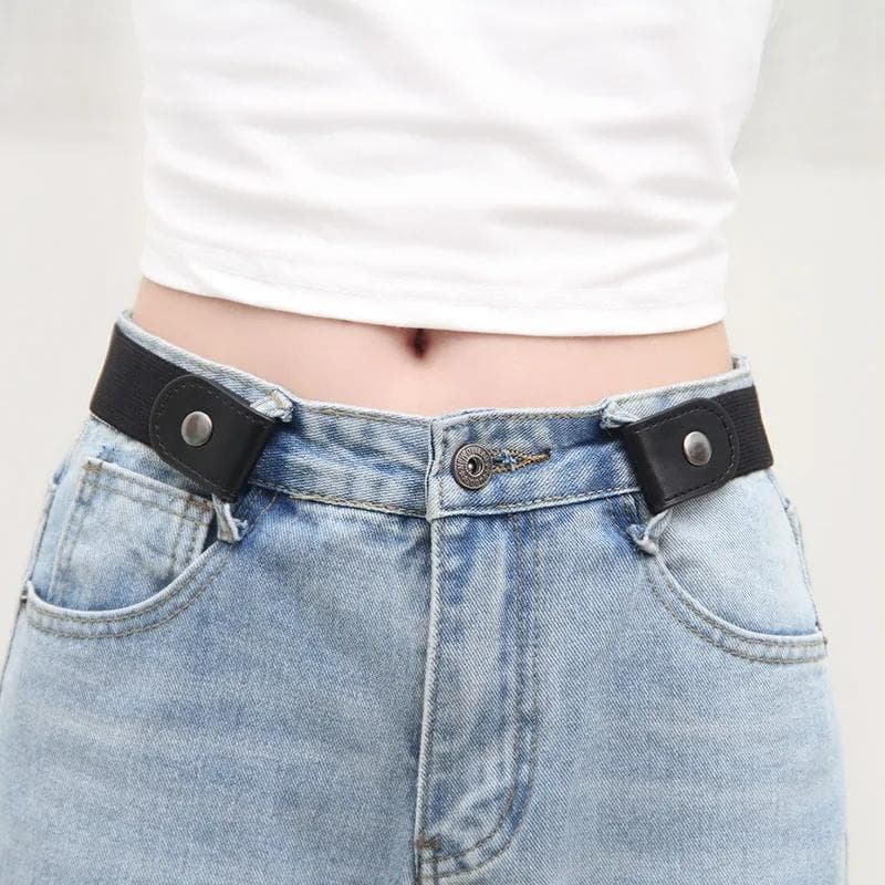 Simple And Fashionable Women'S Belt Elastic Lazy Men'S Belt Woven Invisible And Seamless Unisex Jeans Belt Length Adjustable black